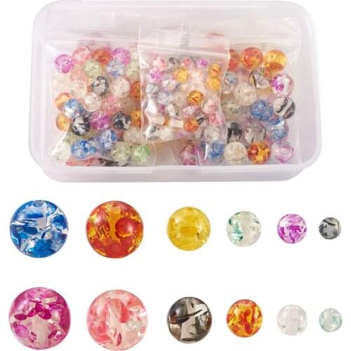 Resin Imitation Amber Beads Round Mixed Color Beads for DIY Jewelry Making Bracelets Necklaces Earrings Charms Accessories