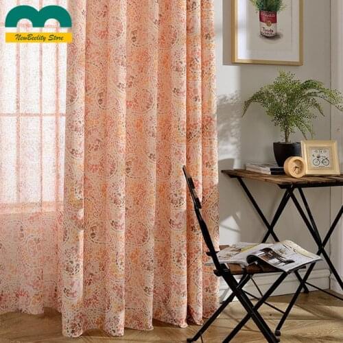 Modern Curtains for Living Dining Room Bedroom Simple Printed Cotton and Linen Window Blackout Curtain Tulle Customization