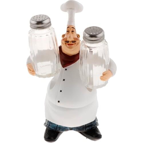 Italian Chef Figurine Restaurant Decor with Beer/Wine Opener /Toothpick/ Tray /Salt &Pepper Shaker Shape Resin Cook Statue