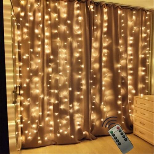 Remote 3*3M 300LED Window Curtain Flash Light for Wedding Party Home Garden Bookcase Indoor Wall Decoration Twinkle lights