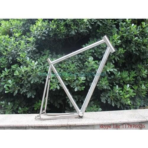 Titanium road bicycle frame with 44mm head tube and sliding dropouts BSA thread BB shell