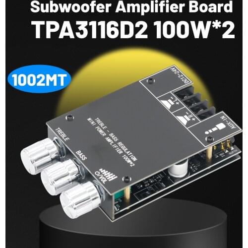 ZK-1002T TPA3116D2 Bluetooth 5.0 Subwoofer Amplifier Board 2*100W 2.0 Channel High Power Audio Stereo Amplifier Board Bass AMP