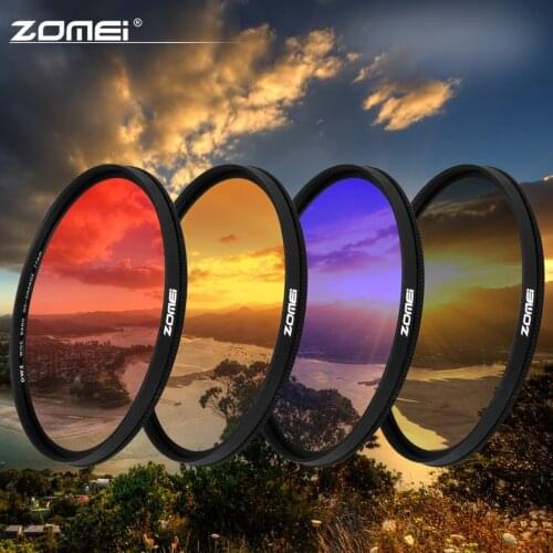 ZOMEI 40.5/49/52/55/58/67/72/77/82mm Ultra Slim frame Graduated Grey(ND) Blue Orange Red filter kit for SLR DSLR camera