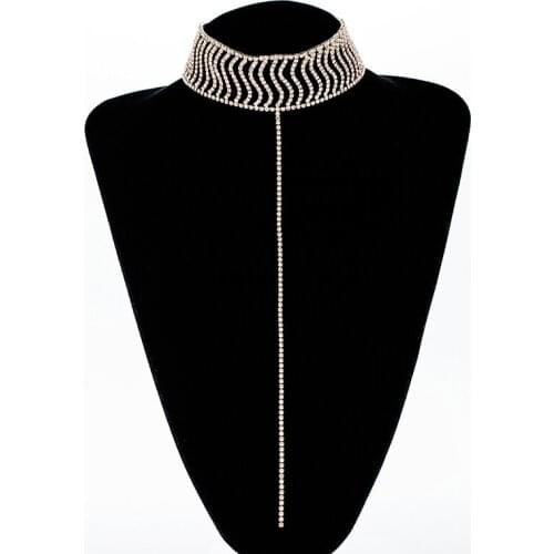 YFJEWE Full Rhinestone Rectangular Pendant Necklace Jewelry Crystal Necklaces Vintage Choker Necklace Women Jewelry N372