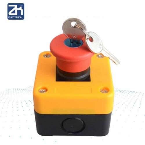 Yellow elevator switch box 660v red sign emergency stop button switch and key