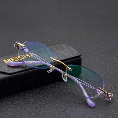 Female Screw-free Eight-hole Frame Diamond Trimmed Korean Version Glasses Rhinestone Glasses Frames Optical Glasses