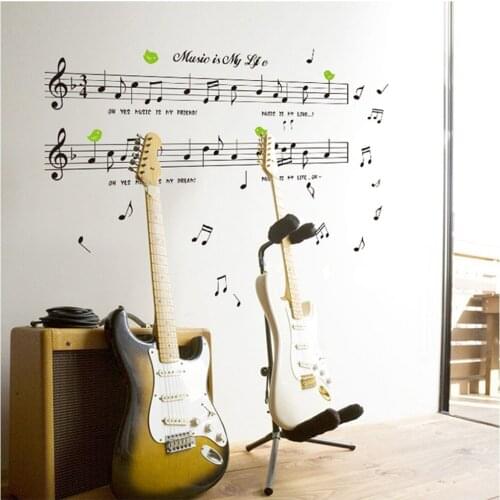 1set Large Size 70*120cm Music Sticker Music Is My Life Theme Music Bedroom Decor & Dancing Music Note Removable Wall Sticker