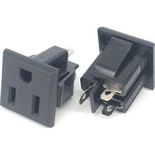 100PCS Chassis Female 3PIN AC US Nema 5-15R Inline Socket Plug Adapter Industrial Power Connector Power Supply Output Outlet