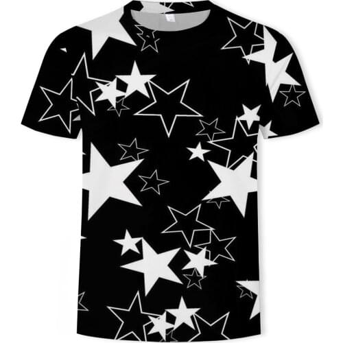2021 summer mens T-shirt, 3D short-sleeved creative pattern personality trend round neck sports stretch quick-drying T-shirt