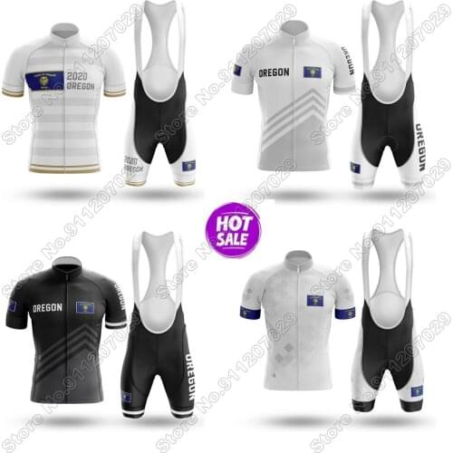2021 Summer Cycling Clothing USA State Oregon Cycling Jersey Set Men Race Road Bike Shirts Suit Bicycle Bib Shorts MTB Maillot