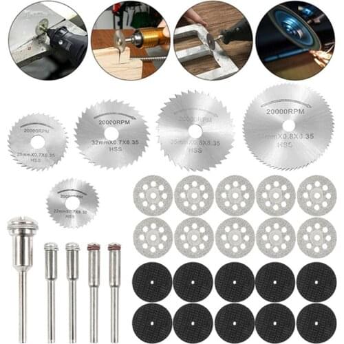 30pcs Mini Woodworking Drill Bit Circular Saw Blades HSS Grinding Disc Metal Wood Cutting Wheel Dremel Rotary Tool Accessories