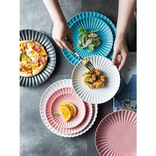 6/8/10 inch Ceramic Plate Round Home Dessert Cake Pizza Steak Pasta Western Food Plate Porcelain Dinner Plate Dish Dinnerware