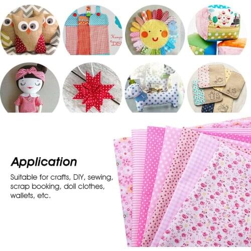 7pc/set Useful Handmade DIY Cotton Patchwork Group Plain Cloth Floral Pattern Square Cotton Cloth Pink 50*50cm