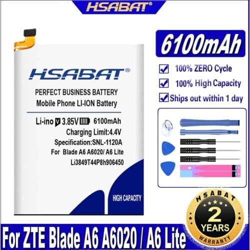 HSABAT Li3849T44P8h906450 6100mAh Battery for ZTE Blade A6 A6020 / A6 Lite A0622 Batteries