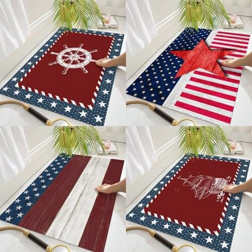 American Flag Independence Day Mat Printed Bedroom Carpet For Kitchen Absorbent Area Rug Entrance Decor Welcome Pad Home Doormat