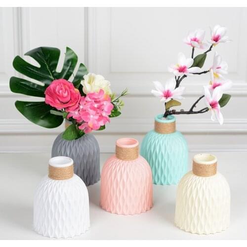 Anti-ceramic Vase Decoration Home Modern Plastic Vases For Flower Nordic Wedding Decor Rattan-like Unbreakable Simplicity Basket