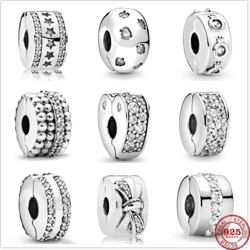 2020 New Clear Beaded Pavé Clip Butterfly Charm Beads fit Original Pandora Charms Silver 925 Bracelet DIY Women Fashion Jewelry