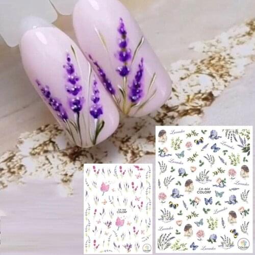 CA-464 lavender girl 3d nail art stickers decal template diy nail tool decorations