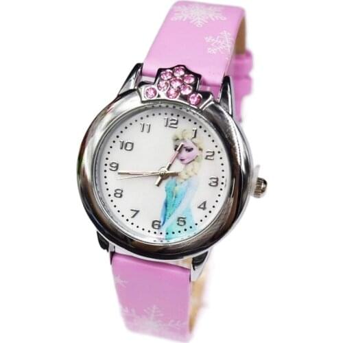 Disney Frozen Elsa Anna Princess Girls Quartz Childrens Watch Pu Imitation Leather Strap Anime Cartoon Decoration Birthday Gift