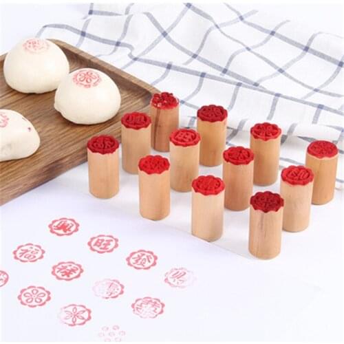 DIY Wooden Dessert Seal Stamp Mold Vintage Flower Form Moon Cake Cookie Stamp Oriental Pastry Mooncake Mould Kitchen Bakeware