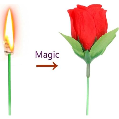 Torch to Rose(Multiple colors available)Torch to Flower Fire Magic Tricks Stage Flame Appearing Flower Illusion Bar Magie Shows