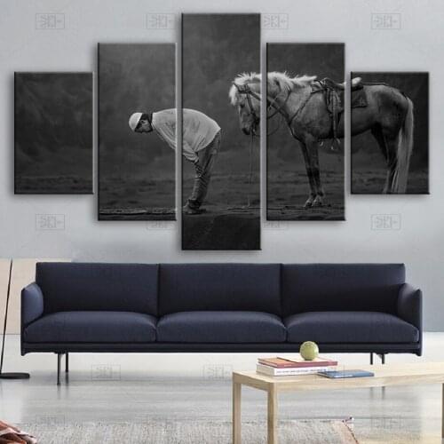 Islamic Wall Art 5 Pieces Canvas Art Muslim Horse Animals Canvas Paintings Posters Wall Pictures Living Room Decor Unframed
