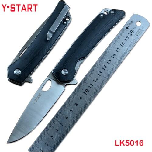 Y-START Hunting Outdoor EDC Fruit Pocket Folding Knives 440C Blade G10 Handle Black Orange Jade Color Flipper Fast Open LK5016