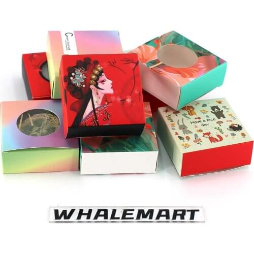 DIY Box Carton Hollow Design Gift Package Painted Pattern 10pcs Cardboard For Packaging Handmade Soap Jewelry Candle Resin Clay