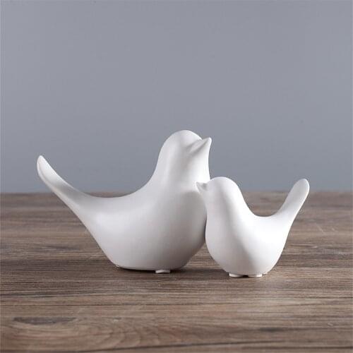 Creative White Black Ceramic Bird Pigeon Figurines Modern Art For Room Decor Nordic Ornaments for Living Room Wedding Decoration
