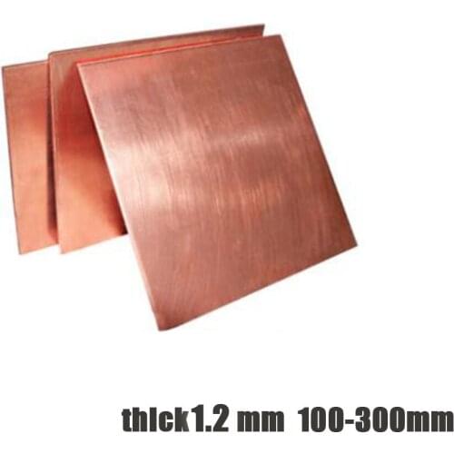 Copper Plate Sheet 1.2x100x100mm Plates High Pure Tablets Strip Shim Thermal Pad DIY Material 1.2x200x200mm 1.2x300x300mm