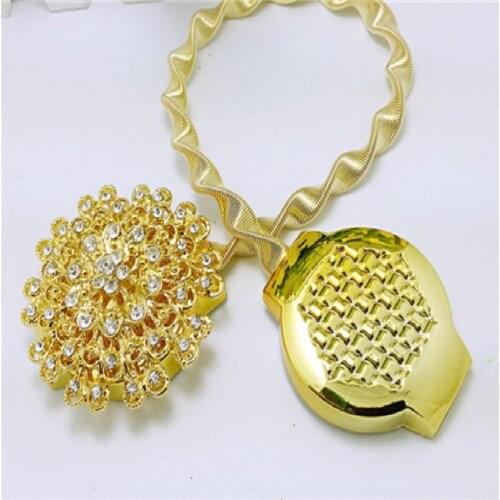 Fashion Rhinestone Home Decor Alloy Crystal Spring Flower Curtain Belt Magnet Curtain Hook Buckle Clip 2pcs/lot