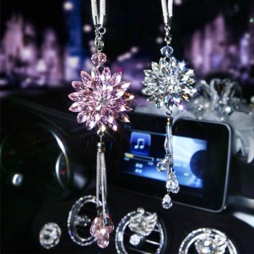 Fashion Double-sided Sunflowers Crystal Pendant Car Ornament High Quality Car Hanging Decoration 2021 Car Interior Accessories