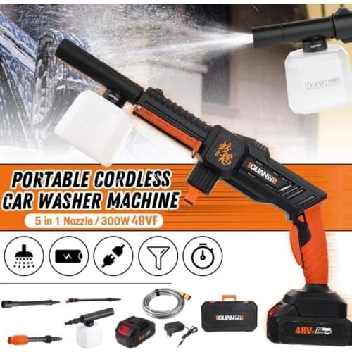 48Vf 72bar High Pressure Car Washer Machine Handheld Auto Spray Powerful 5-in-1 Nozzle Garden Water Pump For Makita Battery