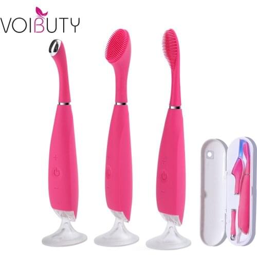 UV LED Sterilization Cleaning Set Electric Face Teeth Cleaner Eyes Wrinkle Massage Removal Pen Tooth Brush with Replace Heads