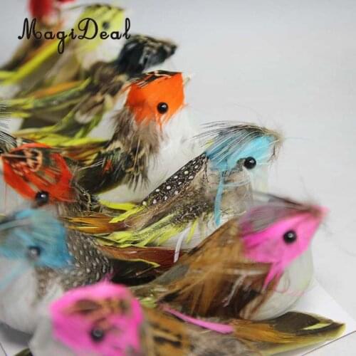Pack 12Pc Artificial Feather Bird Foam Birds Home Decor Photo Props Colorful