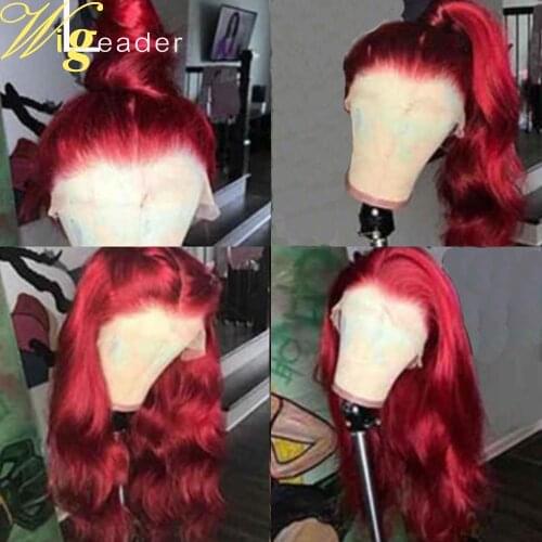 Wigleader Red Human Hair Lace Front Wigs 150% Preplucked Swiss Lace Frontal Wigs Remy Glueless Hair Wigs Wavy Hair Lace Wigs