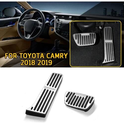 Pcmos AT Foot Gas Brake Pedal Automatic Accessories Silver For Toyota Camry 2018 2019 Interior Parts Pedals Cover Trim Stickers