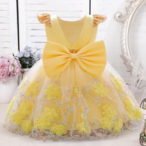 2021 Flower Ceremony Child Baptism 1st Birthday Dress For Baby Girl Clothing Princess Dresses Lace Backless Party Dress 0-5 Year