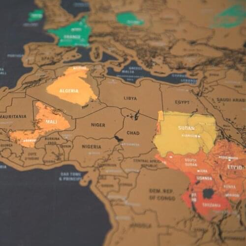 Gift Personalized Foil Layer Coating Free Shipping Portable Travel Scratch off World Maps Poster Traveler Vacation Log