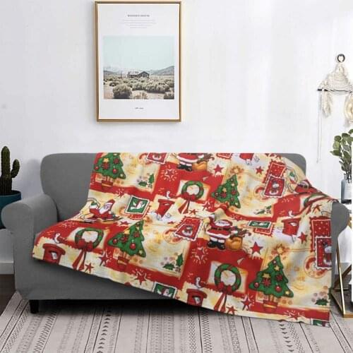 Holidays Vintage Christmas Santa Blanket Fleece All Season Winter Snowman Throw Blanket for Bedding Couch Plush Thin Quilt