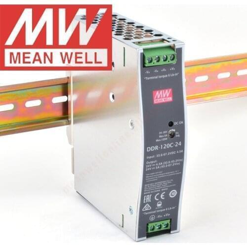 Original Mean Well DDR-120C-24 Din Rail Type DC-DC Converter Meanwell 24V/5A/120W DC to DC Power Supply 33.6-67.2Vdc Input