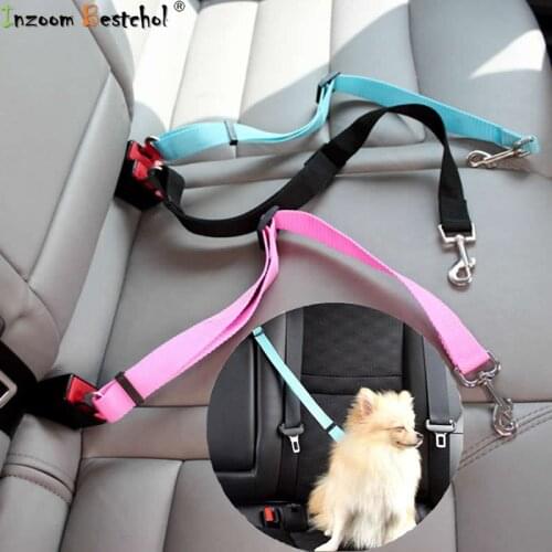 Pet Seat Car Dog SeatBelt Restraint Adjustable Safety Harness Leash Travel Clip Seat Belt for All Cars Dogs Traction Collar