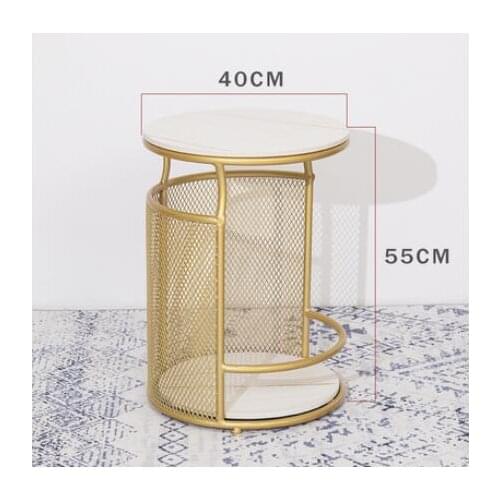 Light luxury marble round table small living room sofa side table barreled water side cabinet storage table tea table corner tab