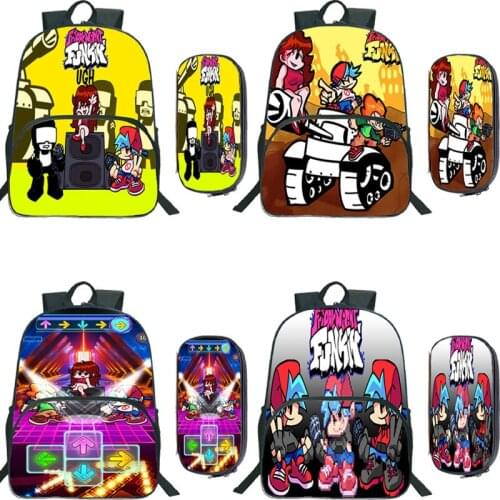 Video Game Friday Night Funkin Backpack 2 Pcs/Set 3D Fnf Print School Bag for Boys Girl Zipper Rucksack Teens Travel Bag Mochila