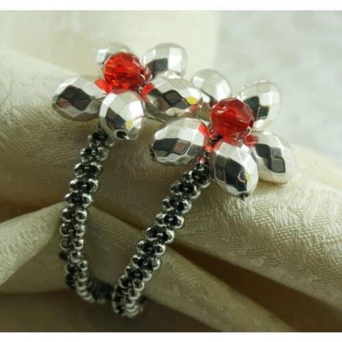 Silver crystal flower napkin ring ,acrylic decoration napkin holder