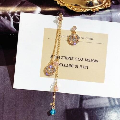 Earrings Jewelry Korean Style Smiley Face Asymmetrical American and European Exaggerated Fringe Long Earrings Jewelry