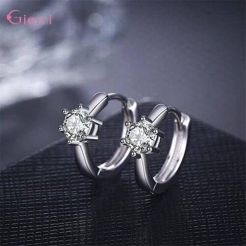 New Fashion Jewelry 925 Sterling Silver Earrings Classic Style CZ Crystal Prong Setting Women Girls Anniversary Engagement