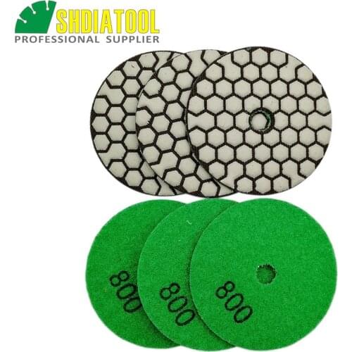 SHDIATOOL 6pcs 80mm #800 Resin Bond Flexible Diamond Dry Polishing Pads 3inch Sanding Disc Granite Marble Ceramic grinding disc