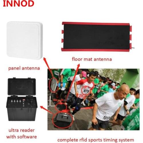 4 ports sports rfid race timing system usb Ethernet interface uhf rfid floor mat Antenna with free software rfid shoe wrist tag
