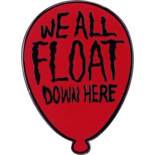 Stephen Kings It Pennywise Red Balloon We All Float Down Here Cartoon Copper Enamel Clothes Hat Bag Lapel Badge Brooch Pin